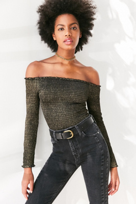 Top Kimchi Blue Noir Manches Longues Cropped - Taille XS (convient 6-8) - En Stretch - Neuf Sans étiquettes