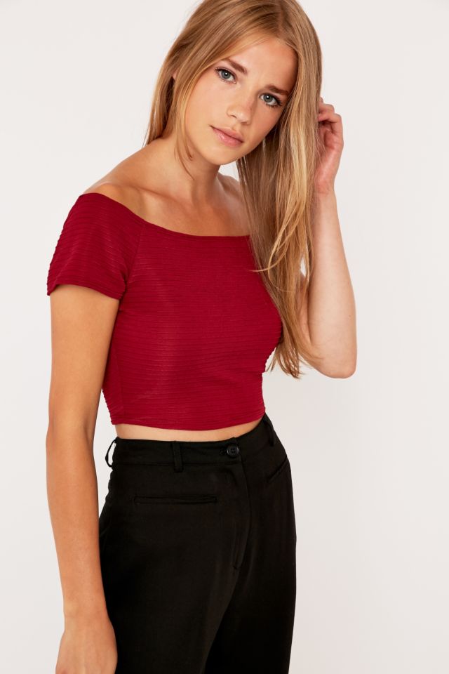 Urban Outfitters Off-the-Shoulder Textured Crop Top | Urban Outfitters UK