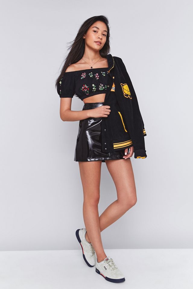 Pins & Needles Embroidered Off-The-Shoulder Crop Top #1