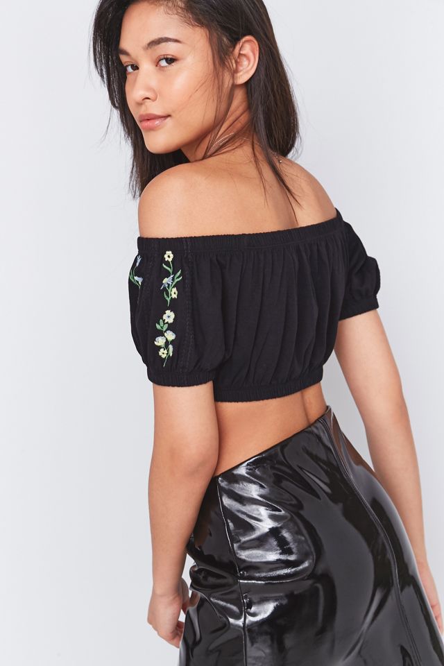 Pins & Needles Embroidered Off-The-Shoulder Crop Top #3