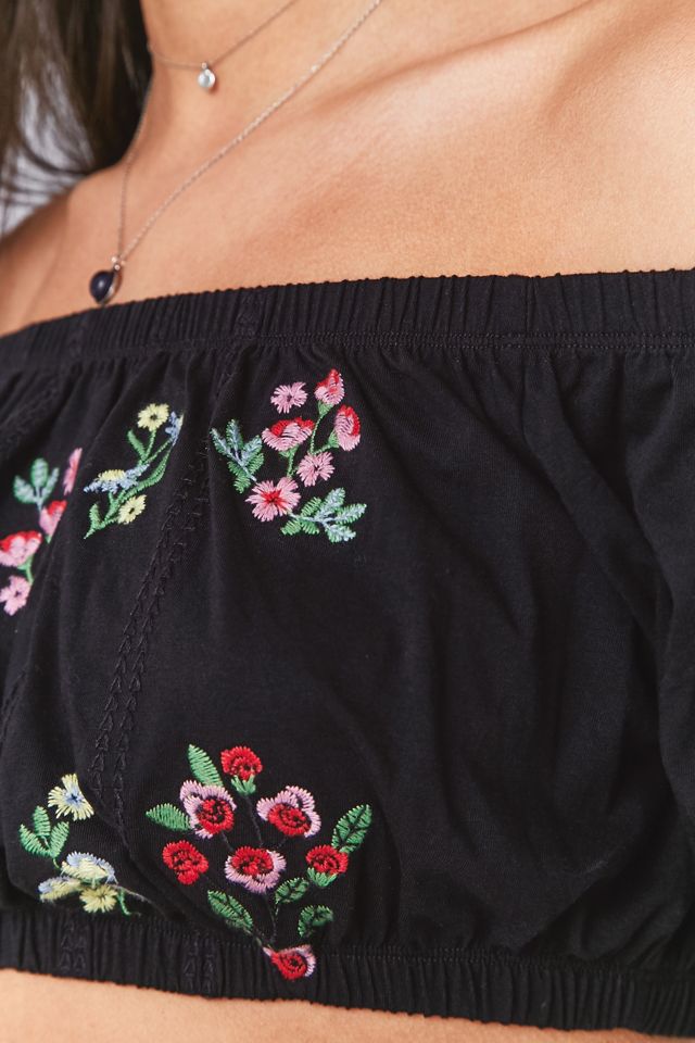 Pins & Needles Embroidered Off-The-Shoulder Crop Top #5