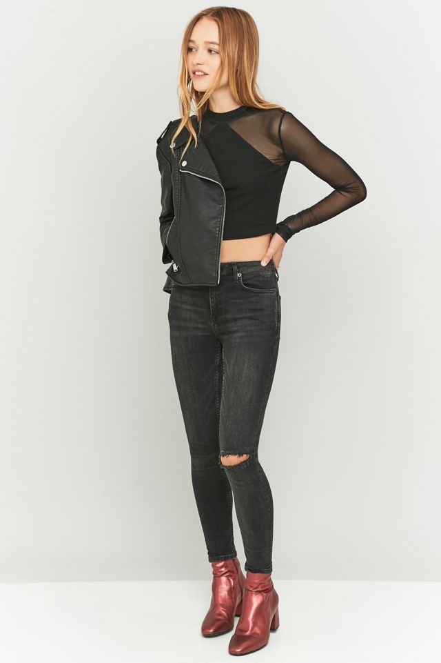 Sparkle & Fade Long Sleeve Black Mesh Crop Top #4