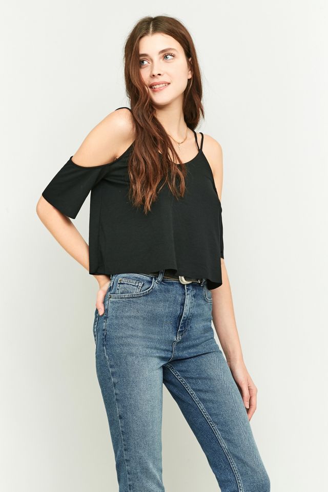 Light Before Dark Black Strappy Cold Shoulder Top #5