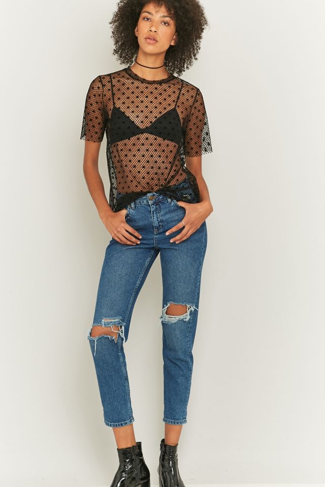 Light Before Dark Polka Dot Black Mesh T-shirt