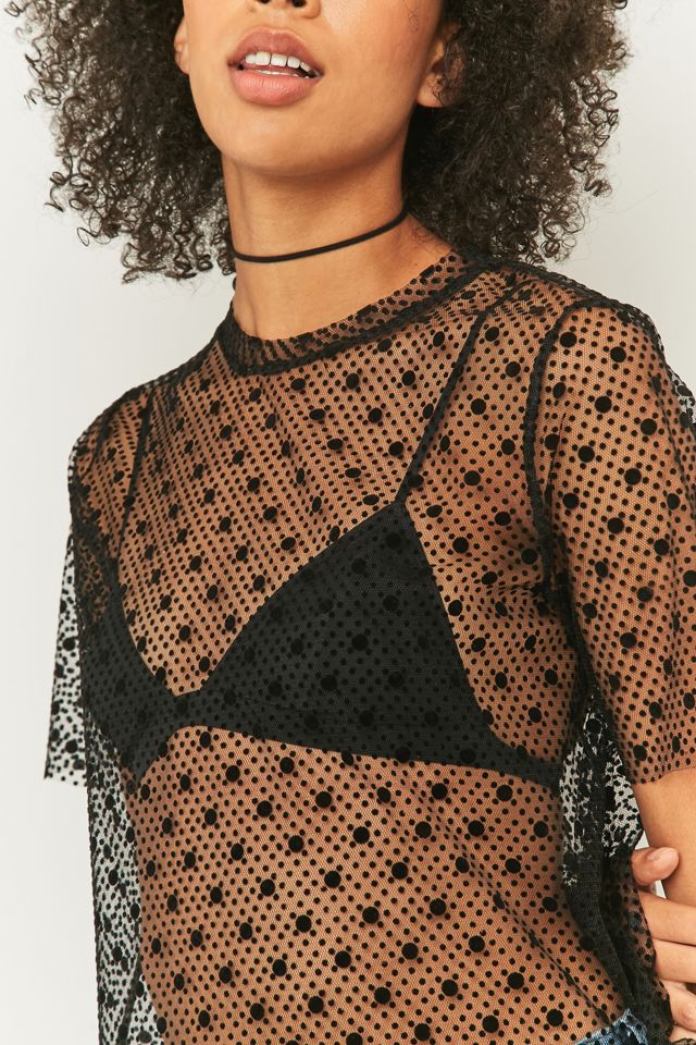Light Before Dark Polka Dot Black Mesh T-shirt #1