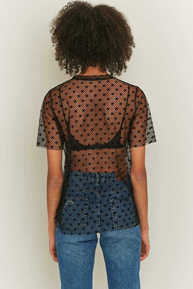 Light Before Dark Polka Dot Black Mesh T-shirt #3