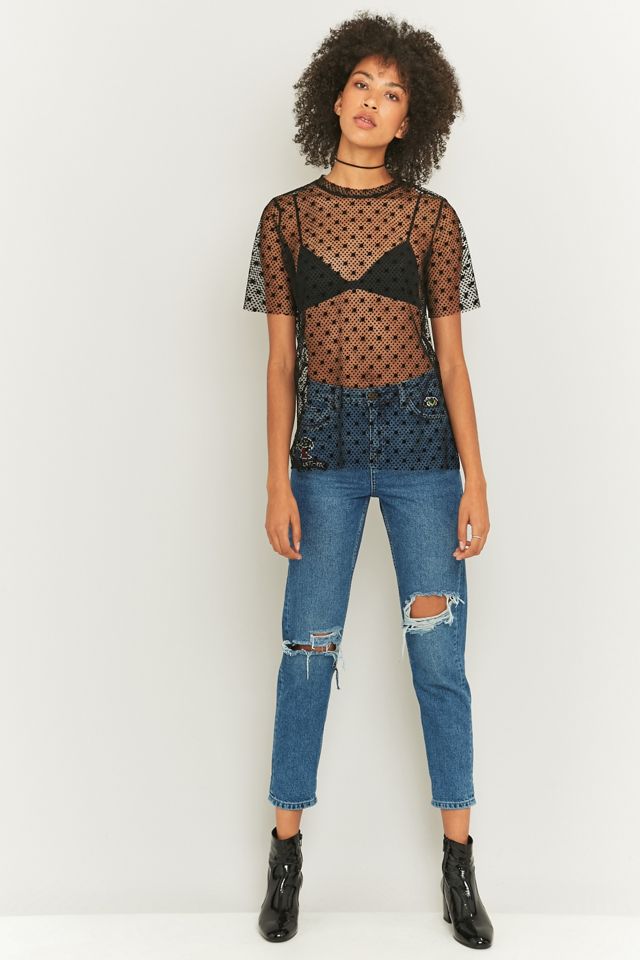 Light Before Dark Polka Dot Black Mesh T-shirt #4