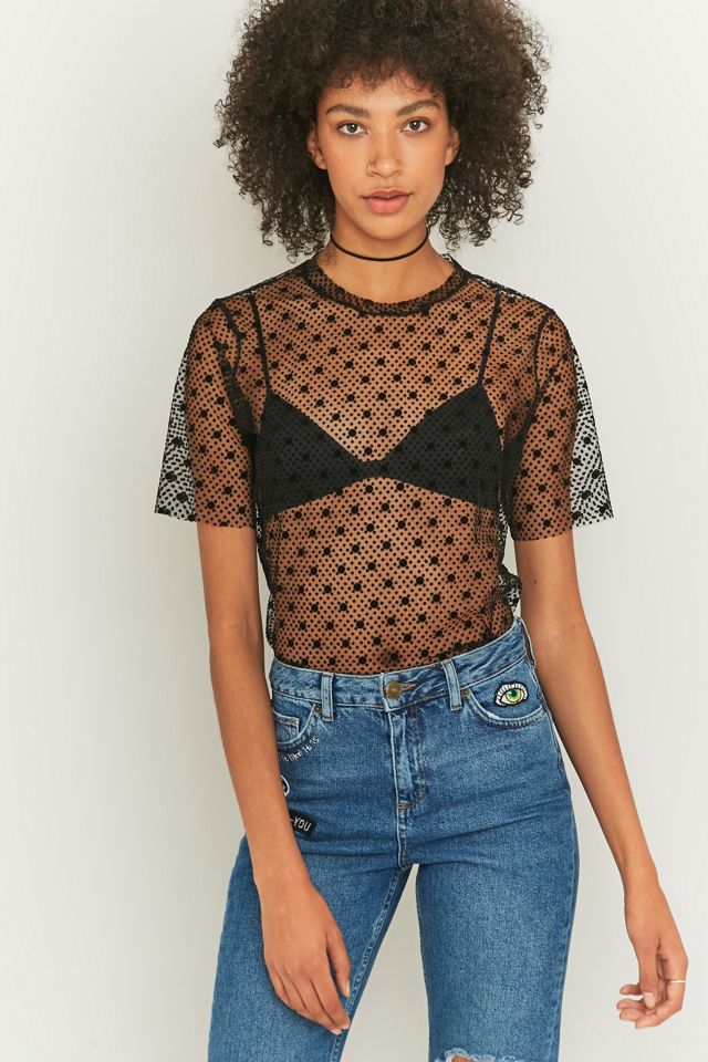 Light Before Dark Polka Dot Black Mesh T-shirt #5