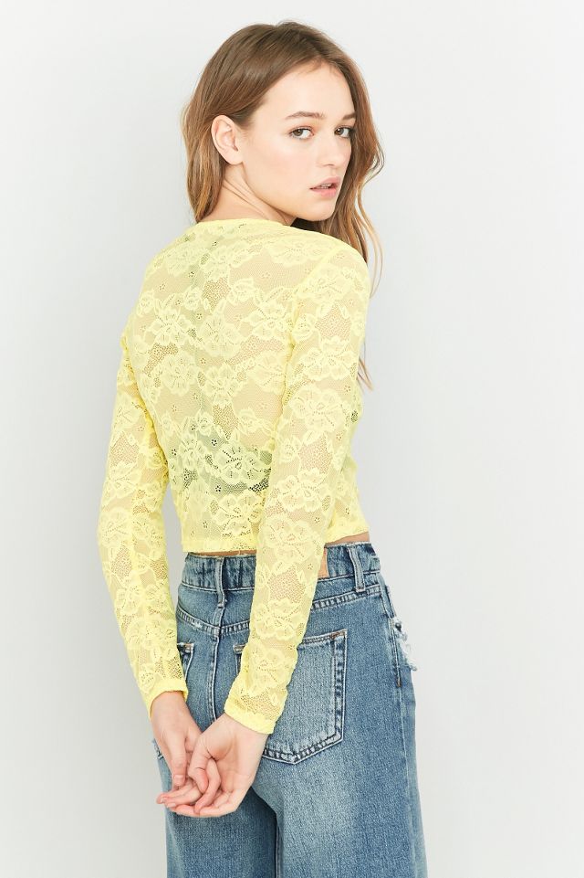 Pins & Needles Long Sleeve Lace Cropped T-shirt #3