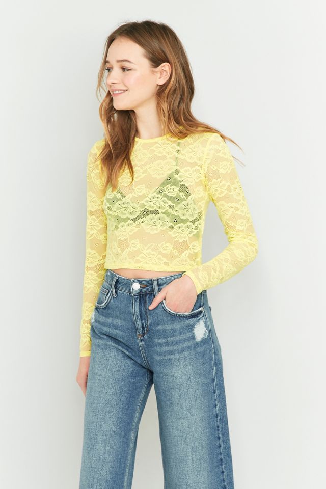 Pins & Needles Long Sleeve Lace Cropped T-shirt #4