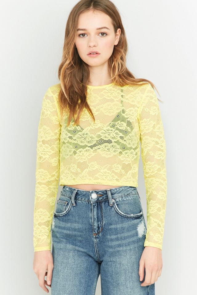 Pins & Needles Long Sleeve Lace Cropped T-shirt #5
