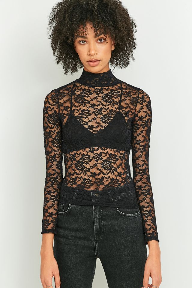Pins & Needles Black Lace Turtleneck Top #2