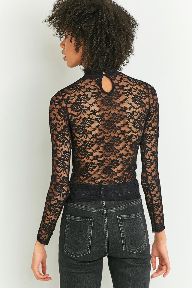 Pins & Needles Black Lace Turtleneck Top #3