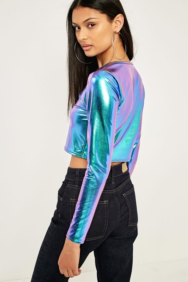 Crop Top verde holográfico claro antes de la oscuridad #4