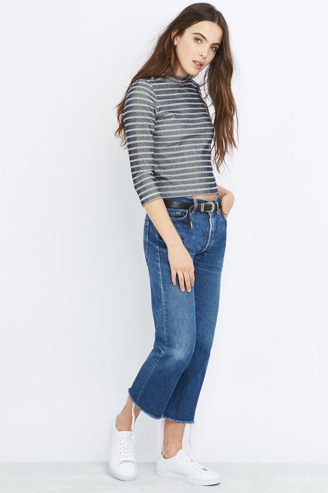 Urban Outfitters - Haut à col roulé court en jean à rayures #1