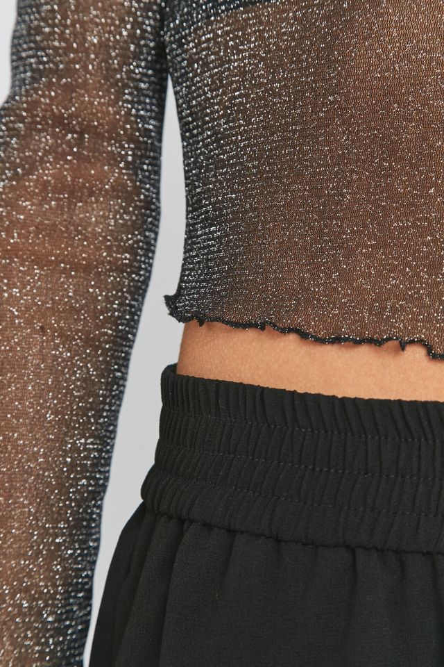 Sparkle & Fade Lurex Lettuce Edge Crop Top #5