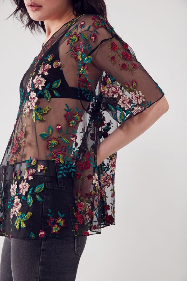 Kimchi Blue Alana Floral Embroidered Sheer Relaxed Top #2