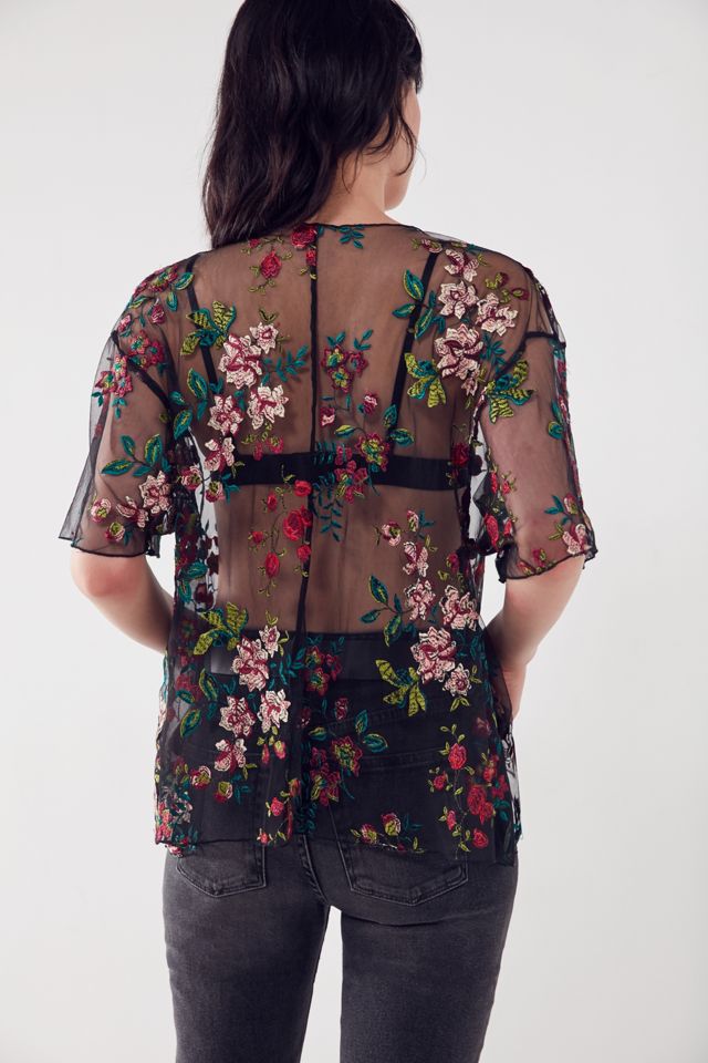 Kimchi Blue Alana Floral Embroidered Sheer Relaxed Top #3