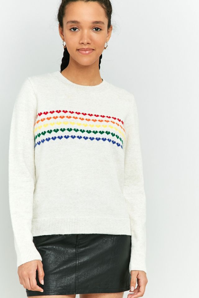Urban Outfitters - Pull à motifs cœurs arc-en-ciel #2