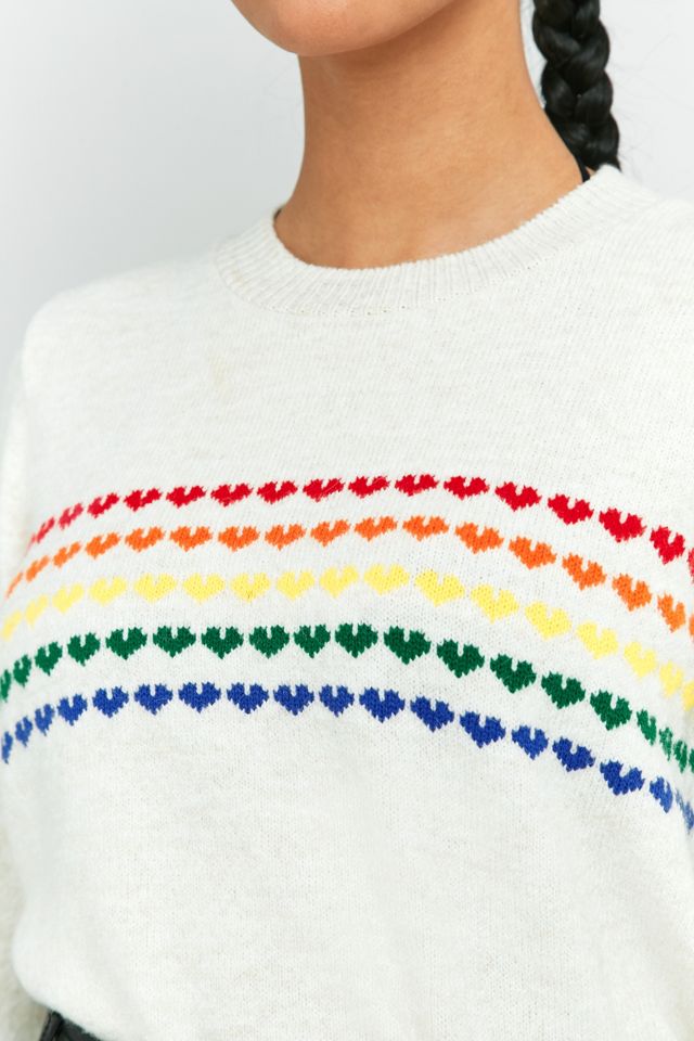 Urban Outfitters - Pull à motifs cœurs arc-en-ciel #5