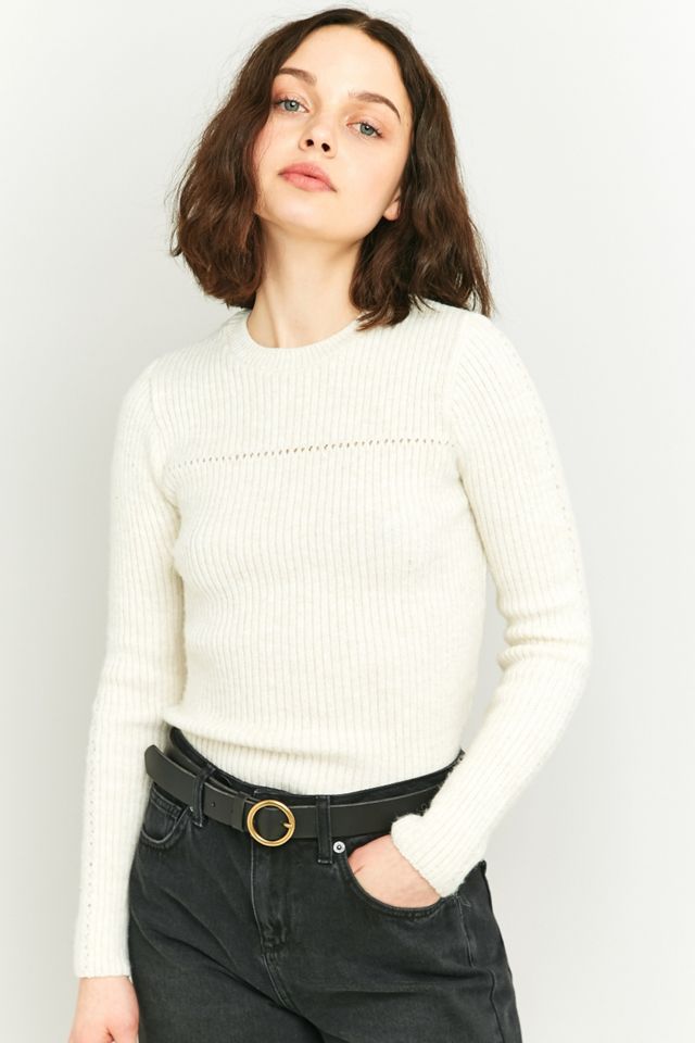 Pull Femme Taille S, Blanc Avec Partie Intégrée, Polyester, Neuf Sans étiquette