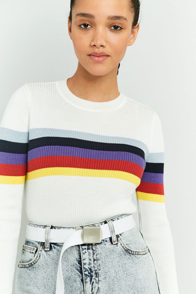 Urban Outfitters – Pullover mit Blockstreifen in Regenbogenfarben #4