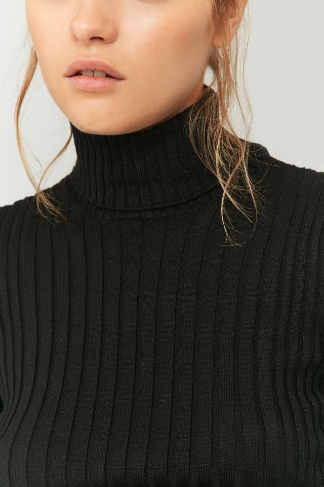 Urban Outfitters Cropped Black Ribbed Turtleneck Jumper