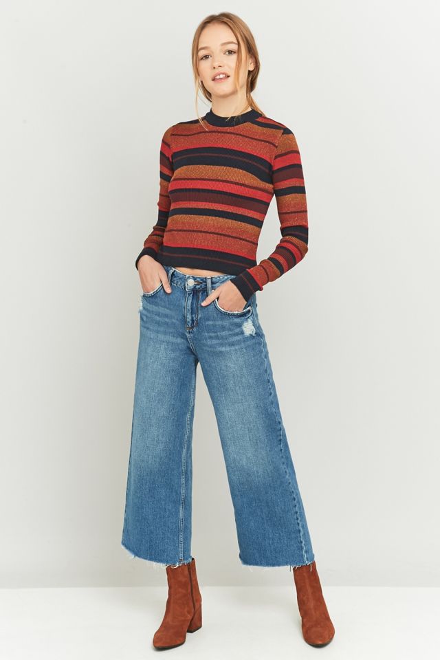 Urban Outfitters Red Lurex Striped Cropped Jumper #3