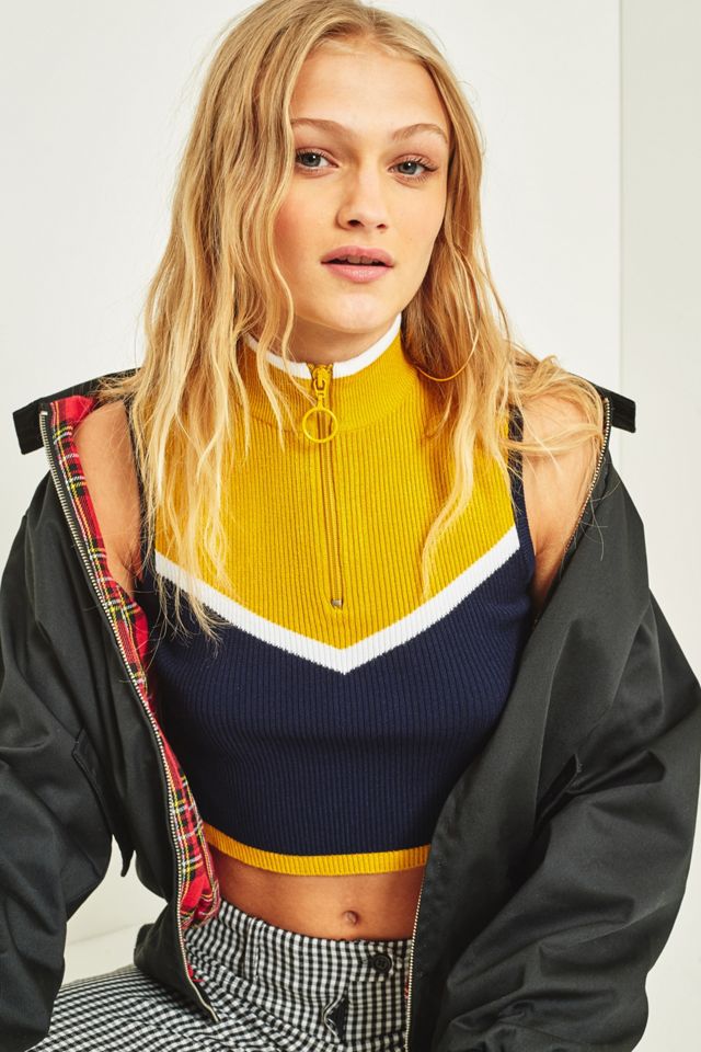 Urban Outfitters Mustard Half-Zip Cropped Tank Top #1