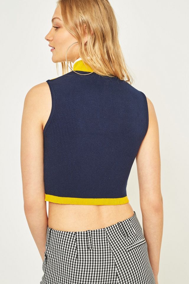 Urban Outfitters Mustard Half-Zip Cropped Tank Top #3