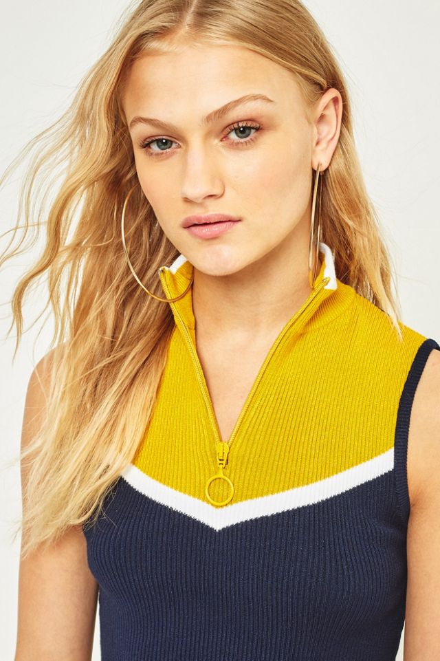 Urban Outfitters Mustard Half-Zip Cropped Tank Top #5