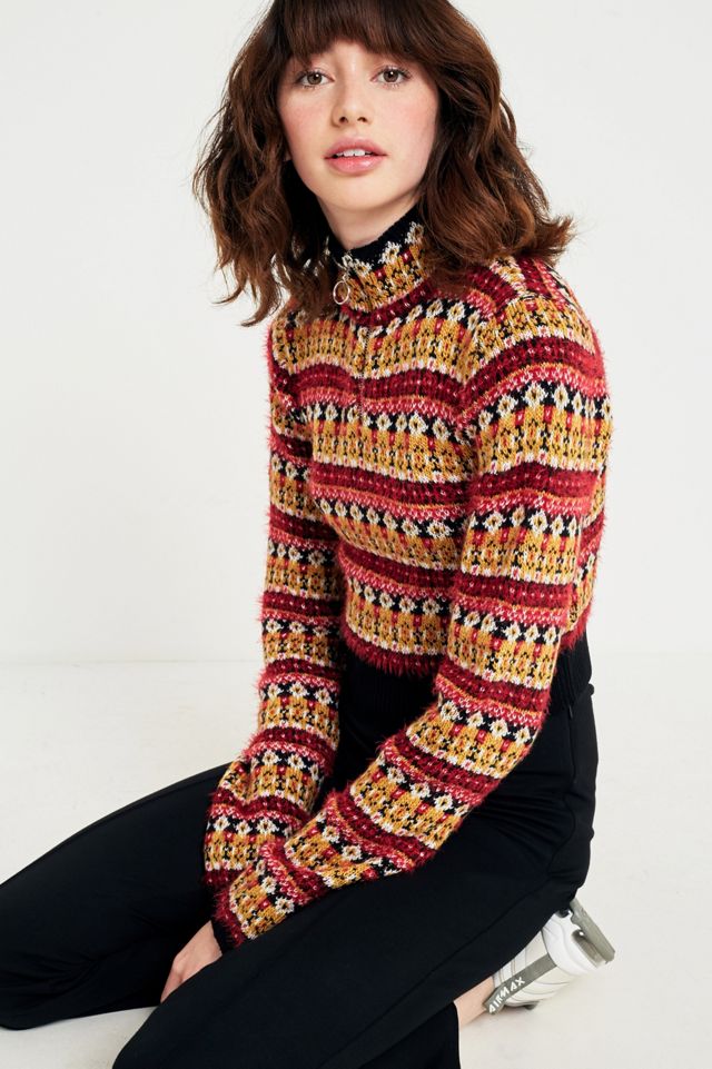 Urban Outfitters Fair Isle Cropped Half-Zip Jumper #5