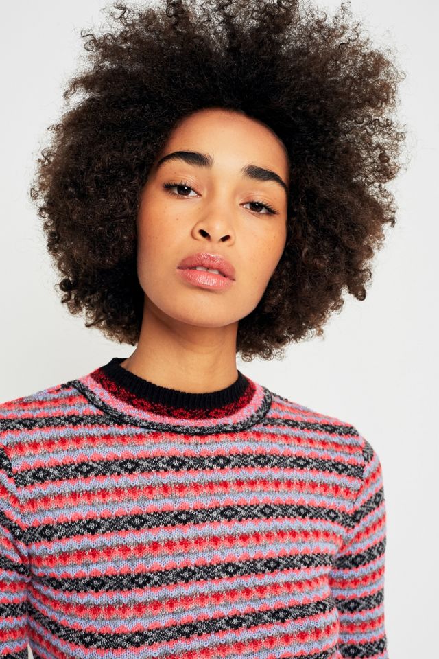 Urban Outfitters Striped Fuzzy Cropped Jumper  #5