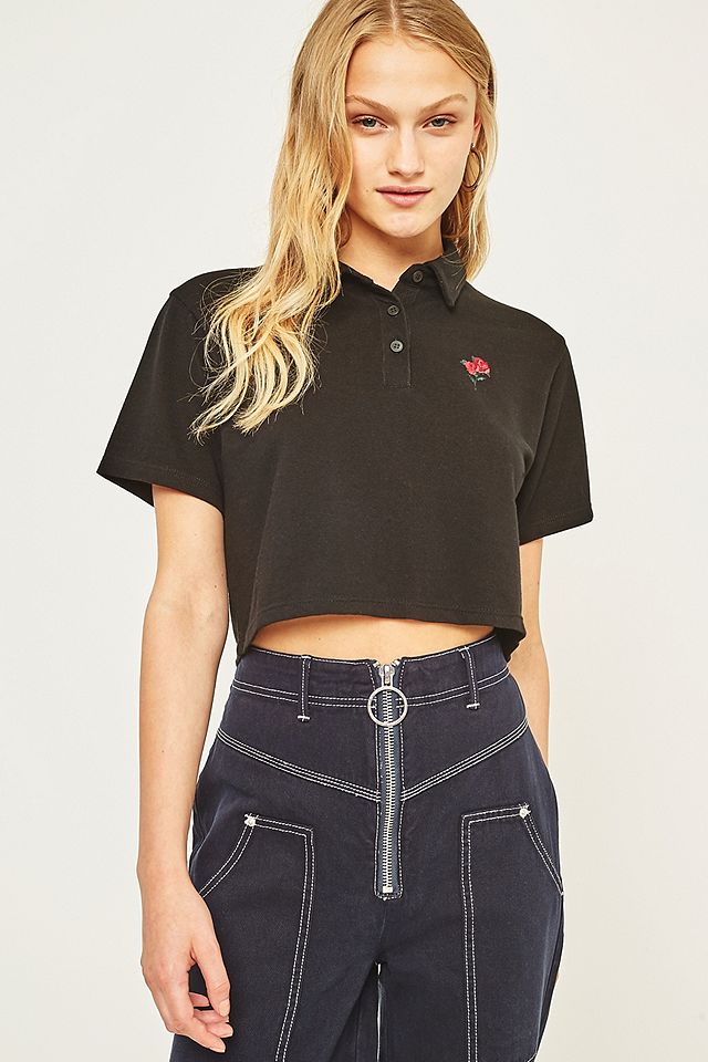 BDG Cropped Embroidered Polo Shirt | Urban Outfitters UK