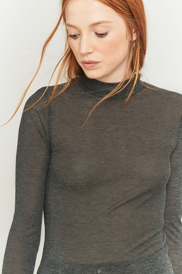 Pins & Needles Sheer Lettuce Edge Turtleneck Top #1