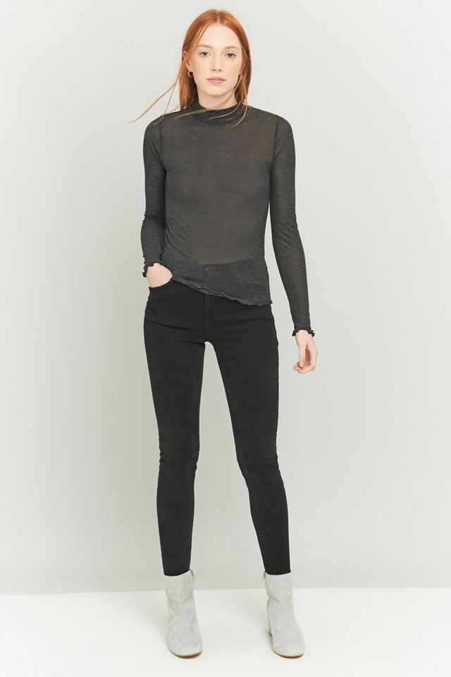 Pins & Needles Sheer Lettuce Edge Turtleneck Top #4