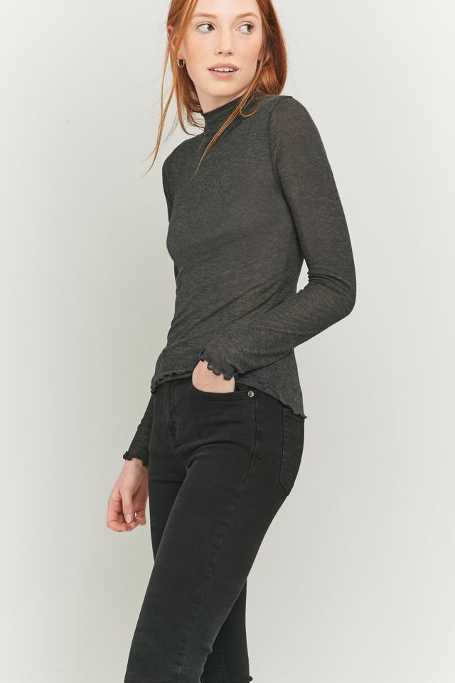 Pins & Needles Sheer Lettuce Edge Turtleneck Top #5