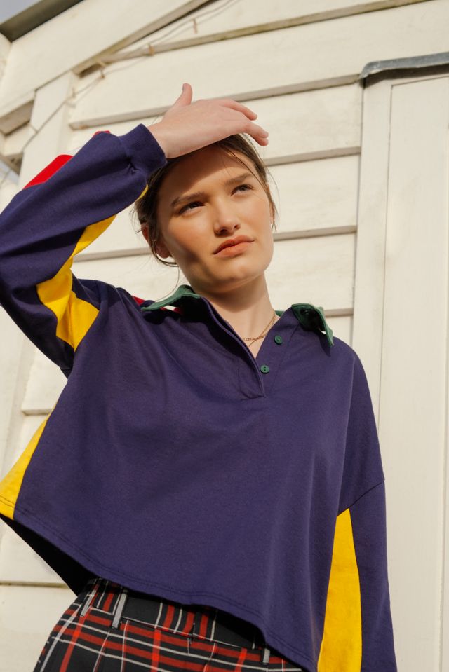 BDG Colour-Blocked Cropped Polo Shirt