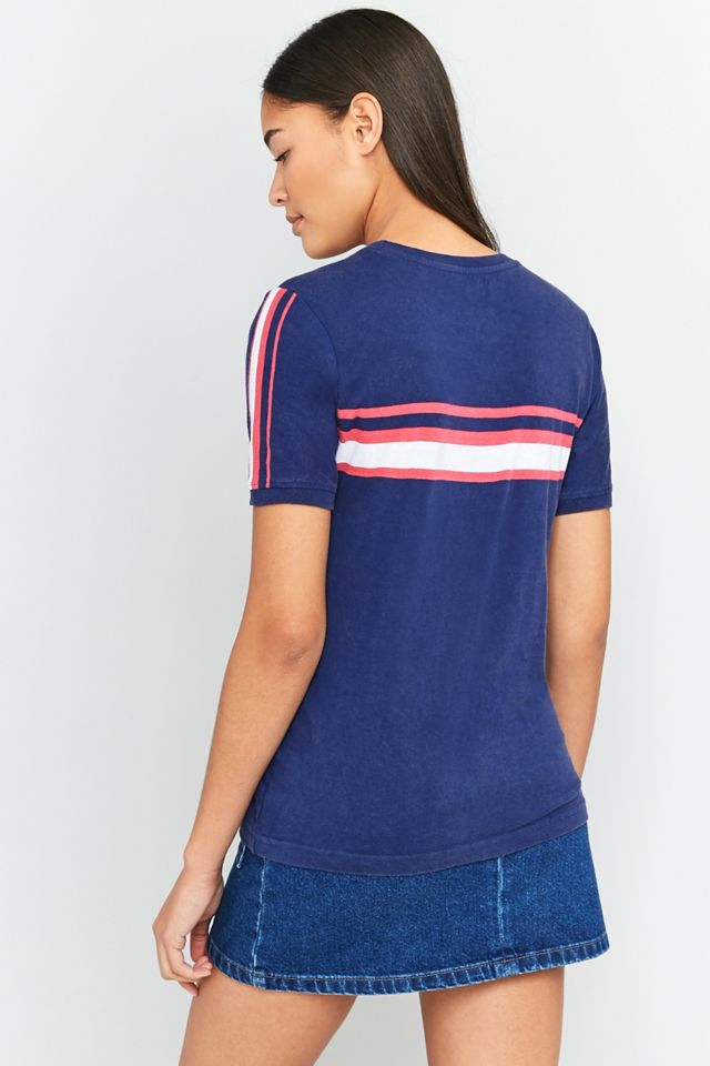 BDG - T-shirt football bicolore bleu marine à rayures #3