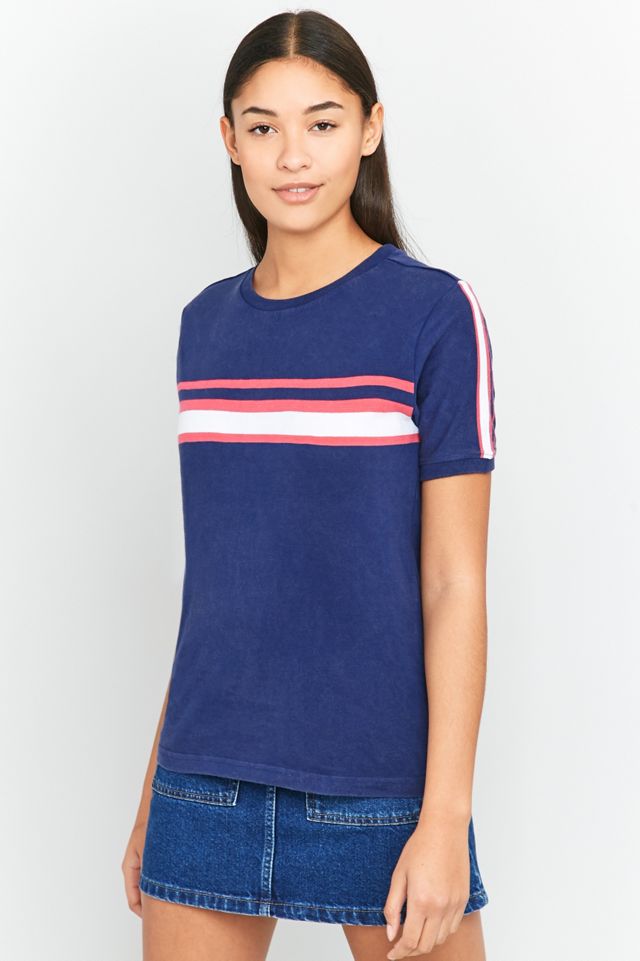 BDG - T-shirt football bicolore bleu marine à rayures #5