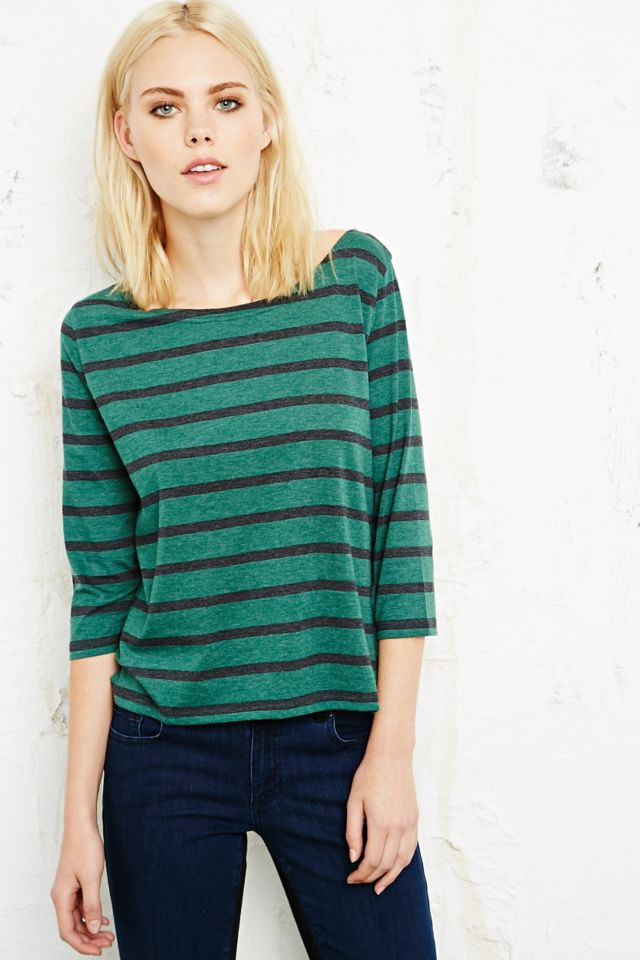 BDG Long Sleeve Boxy Top in Stripe | Urban Outfitters UK