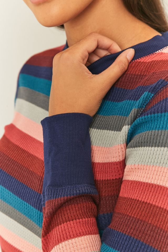 Urban Outfitters - Haut en maille gaufrée à rayures rose #2