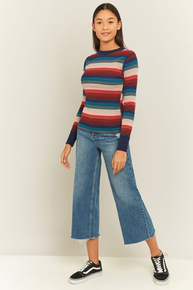 Urban Outfitters - Haut en maille gaufrée à rayures rose #4