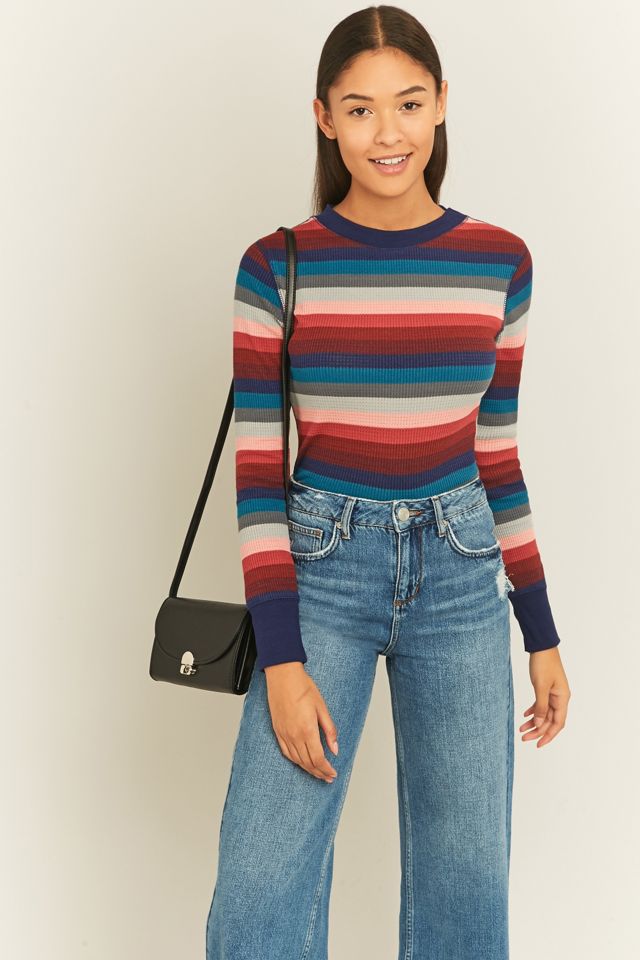 Urban Outfitters - Haut en maille gaufrée à rayures rose #5