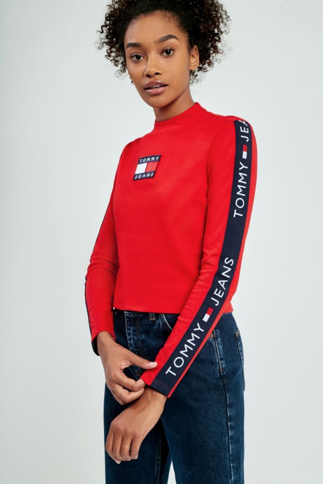Tommy Jeans ‘90s Tape Stripe Mock Neck Long Sleeve T-Shirt | Urban ...