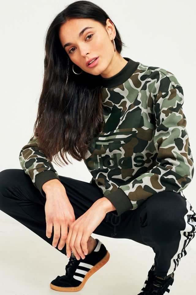 Adidas camo print drawstring crop sweatshirt sale