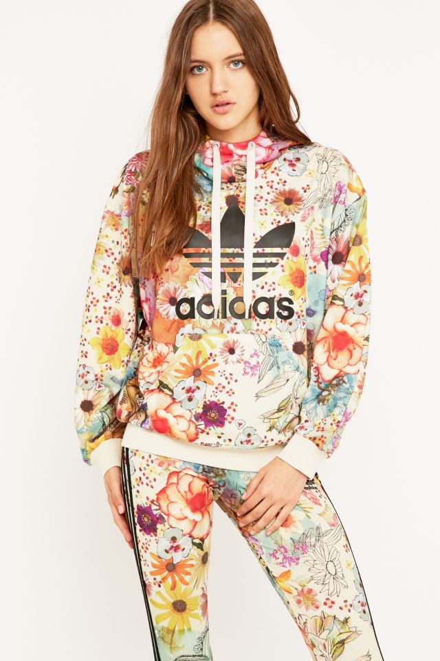 adidas Originals X Farm Floral Trefoil Hoodie Urban Outfitters UK