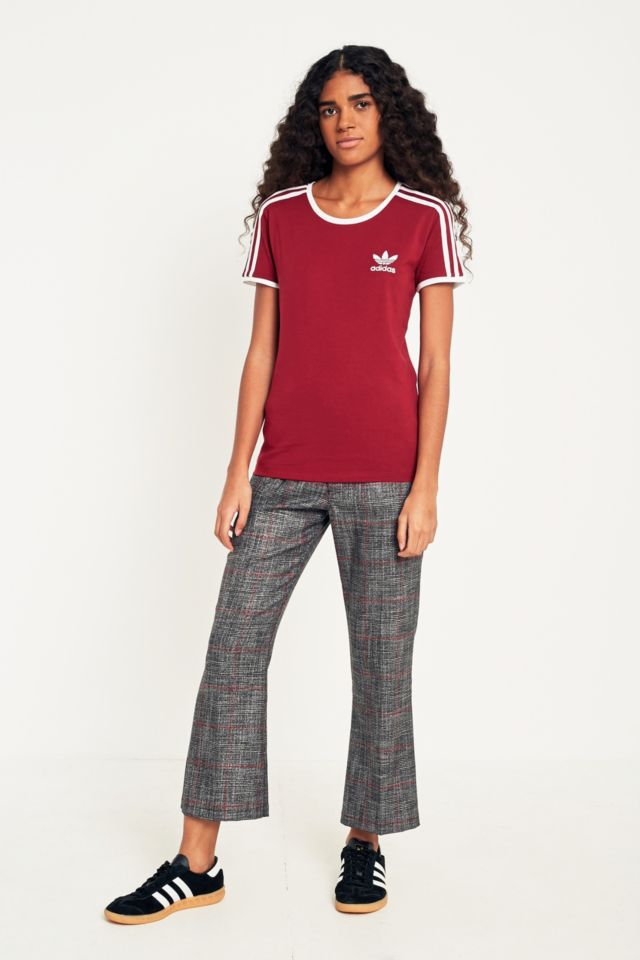 adidas Originals Sandra Burgundy 3 Stripe T Shirt