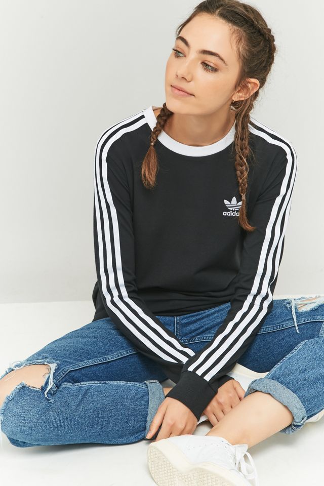 adidas Originals 3-Stripes Long Sleeve Black T-shirt #1