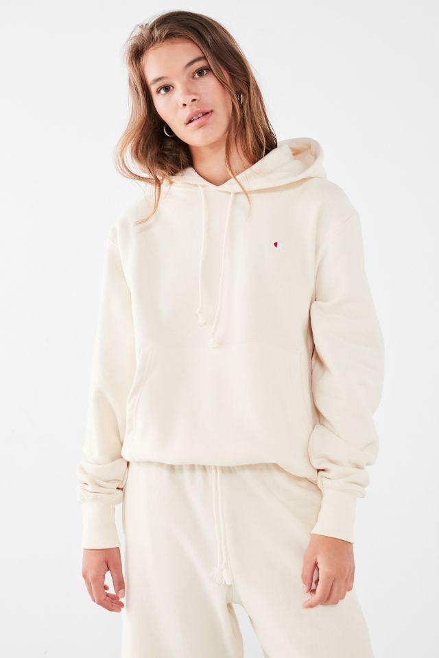 Champion & UO Cream Reverse Weave Hoodie | Urban Outfitters UK